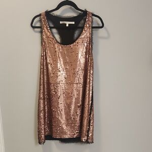 Rachel Roy Rose Gold Sequin Racerback Dress Size M Sleeveless Party Cocktail